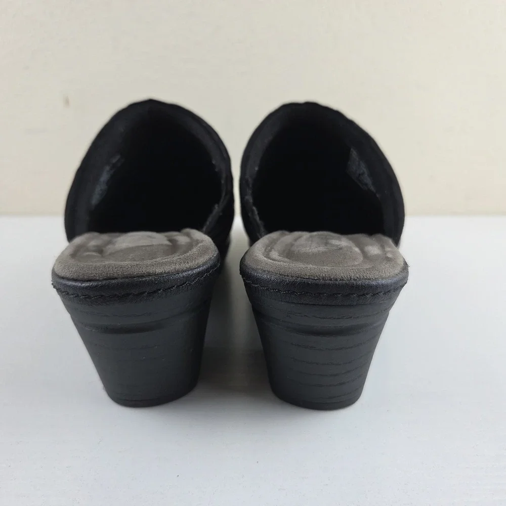 Croft & Barrow Ortholite Dame Black Suede Women's Mules Comfort Shoes Size 8.5 M